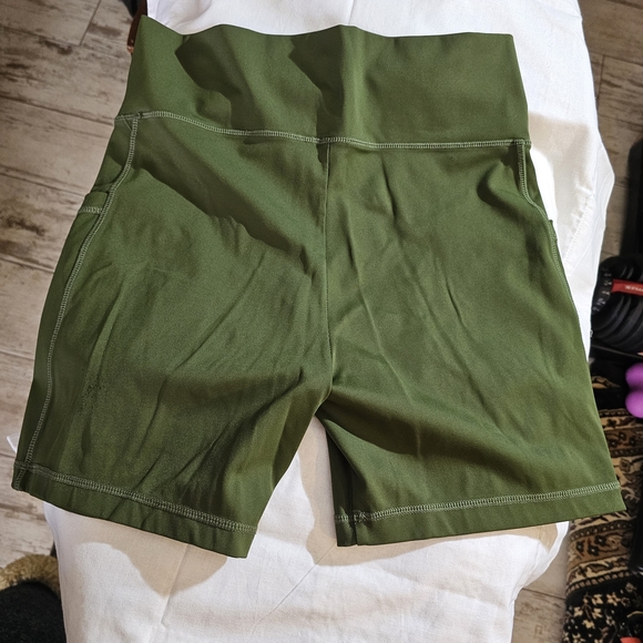2 Pairs Olive Green Women's Athletic Shorts - Picture 5 of 11